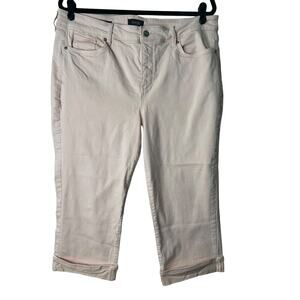 NYDJ Marilyn Straight Leg Cuffed Capri Jeans Lift Tuck Plus Size 16 Pink Dusk